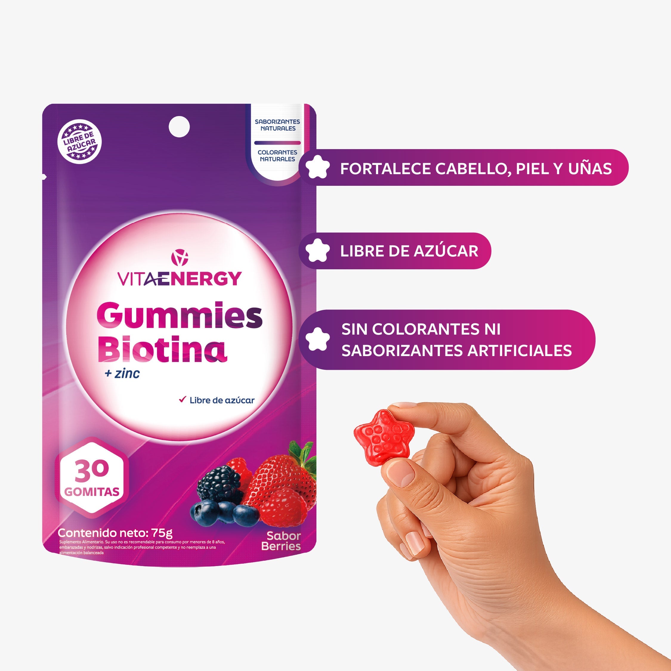 Gomitas de Biotina + Zinc